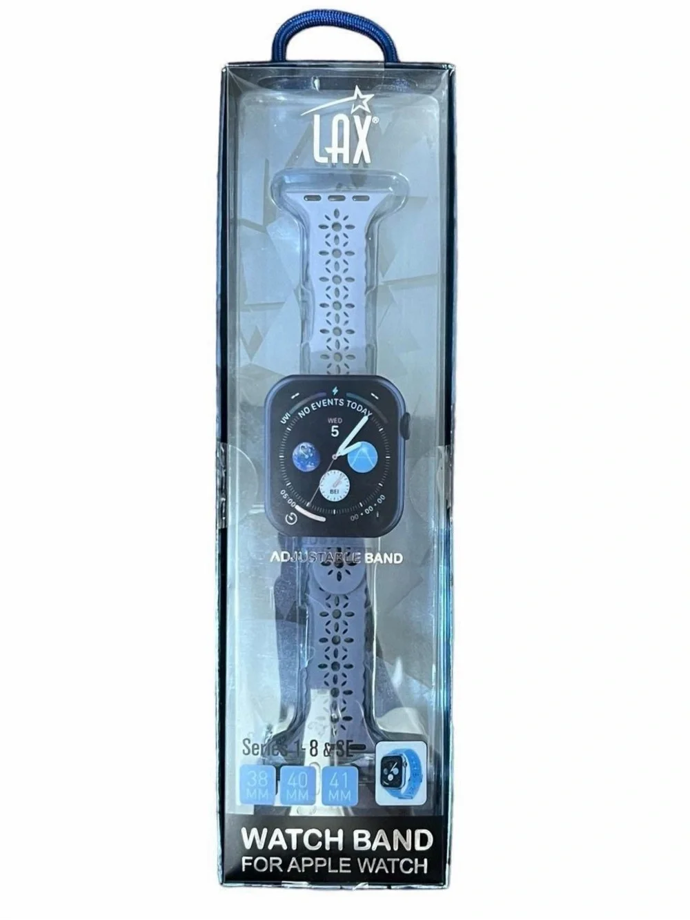 New LAX Apple Watch Band Lace Silicone Gray Blue Series 1-8 & SE New In Package